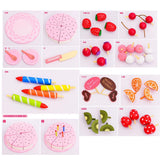 Maxbell Wooden Merry Christmas Fruit Birthday Cake & Tableware Playsets Play Food Kids Fun Cutting Toy Kitchen Role Pretend Play Cooking - Aladdin Shoppers