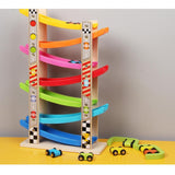 Maxbell Wooden 7-Layer Ramp Race Track & 8 Mini Inertia Car Sliding Toy Vehicel & Train Playset for Baby Toddler Fine Motor Skill Developmental Activity - Aladdin Shoppers