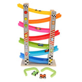 Maxbell Wooden 7-Layer Ramp Race Track & 8 Mini Inertia Car Sliding Toy Vehicel & Train Playset for Baby Toddler Fine Motor Skill Developmental Activity - Aladdin Shoppers