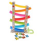 Maxbell Wooden 7-Layer Ramp Race Track & 8 Mini Inertia Car Sliding Toy Vehicel & Train Playset for Baby Toddler Fine Motor Skill Developmental Activity - Aladdin Shoppers