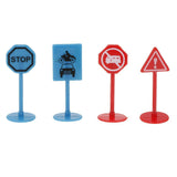 Maxbell 13pcs Plastic Assorted Engineering Vehicles Block Street Traffic Sign Playset Toy Kids Educational - Aladdin Shoppers