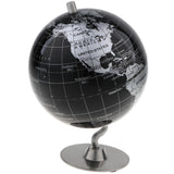 Maxbell Maxbell 5.5 Inch Small Black Silver Illuminated World Globe Alloy Desktop Rotating World Map Globe, Kids Educational Toy Gift