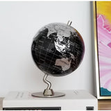 Maxbell Maxbell 5.5 Inch Small Black Silver Illuminated World Globe Alloy Desktop Rotating World Map Globe, Kids Educational Toy Gift