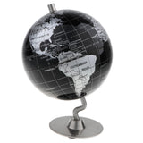 Maxbell Maxbell 5.5 Inch Small Black Silver Illuminated World Globe Alloy Desktop Rotating World Map Globe, Kids Educational Toy Gift