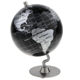 Maxbell Maxbell 5.5 Inch Small Black Silver Illuminated World Globe Alloy Desktop Rotating World Map Globe, Kids Educational Toy Gift