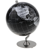 Maxbell Maxbell 5.5 Inch Small Black Silver Illuminated World Globe Alloy Desktop Rotating World Map Globe, Kids Educational Toy Gift