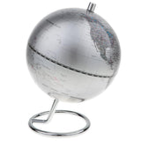 Maxbell 5.5 Inch Small Silver Illuminated World Globe Alloy Desktop Rotating World Map Globe, Kids Educational Toy Gift - Aladdin Shoppers