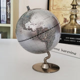 Maxbell 5.5 Inch Small Silver Illuminated World Globe Alloy Desktop Rotating World Map Globe, Kids Educational Toy Gift - Aladdin Shoppers