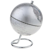 Maxbell 5.5 Inch Small Silver Illuminated World Globe Alloy Desktop Rotating World Map Globe, Kids Educational Toy Gift - Aladdin Shoppers