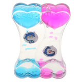 Maxbell Maxbell Liquid Bubbler Motion Timer Floating Color Hourglass Blue Pink Dolphin B