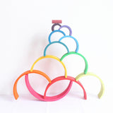 Colorful Wooden Rainbow Blocks Stack Tunnel Stacking Game Toys