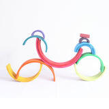 Colorful Wooden Rainbow Blocks Stack Tunnel Stacking Game Toys