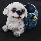 Maxbell Maxbell Resin Dog Pen Pot Pencil Brush Holder Desk Organizer Home Desk Decoration D