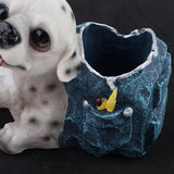 Maxbell Maxbell Resin Dog Pen Pot Pencil Brush Holder Desk Organizer Home Desk Decoration D