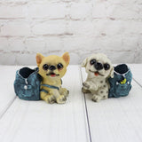 Maxbell Maxbell Resin Dog Pen Pot Pencil Brush Holder Desk Organizer Home Desk Decoration D