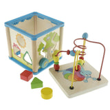 Wooden 5-Sided Activity Center with Beads Mazes, Gears, Shape Sorter Blocks, Developmental Toy for Baby Toddler - Aladdin Shoppers