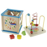 Wooden 5-Sided Activity Center with Beads Mazes, Gears, Shape Sorter Blocks, Developmental Toy for Baby Toddler - Aladdin Shoppers