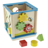 Wooden 5-Sided Activity Center with Beads Mazes, Gears, Shape Sorter Blocks, Developmental Toy for Baby Toddler - Aladdin Shoppers