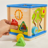 Wooden 5-Sided Activity Center with Beads Mazes, Gears, Shape Sorter Blocks, Developmental Toy for Baby Toddler - Aladdin Shoppers