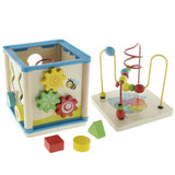 Wooden 5-Sided Activity Center with Beads Mazes, Gears, Shape Sorter Blocks, Developmental Toy for Baby Toddler - Aladdin Shoppers