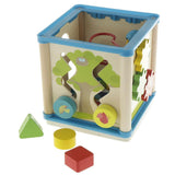 Wooden 5-Sided Activity Center with Beads Mazes, Gears, Shape Sorter Blocks, Developmental Toy for Baby Toddler - Aladdin Shoppers