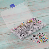 Maxbell 1100pcs 5-25mm Plastic Self-adhesive Wiggle Googly Eyes For Teddy Bear Dolls DIY - Aladdin Shoppers