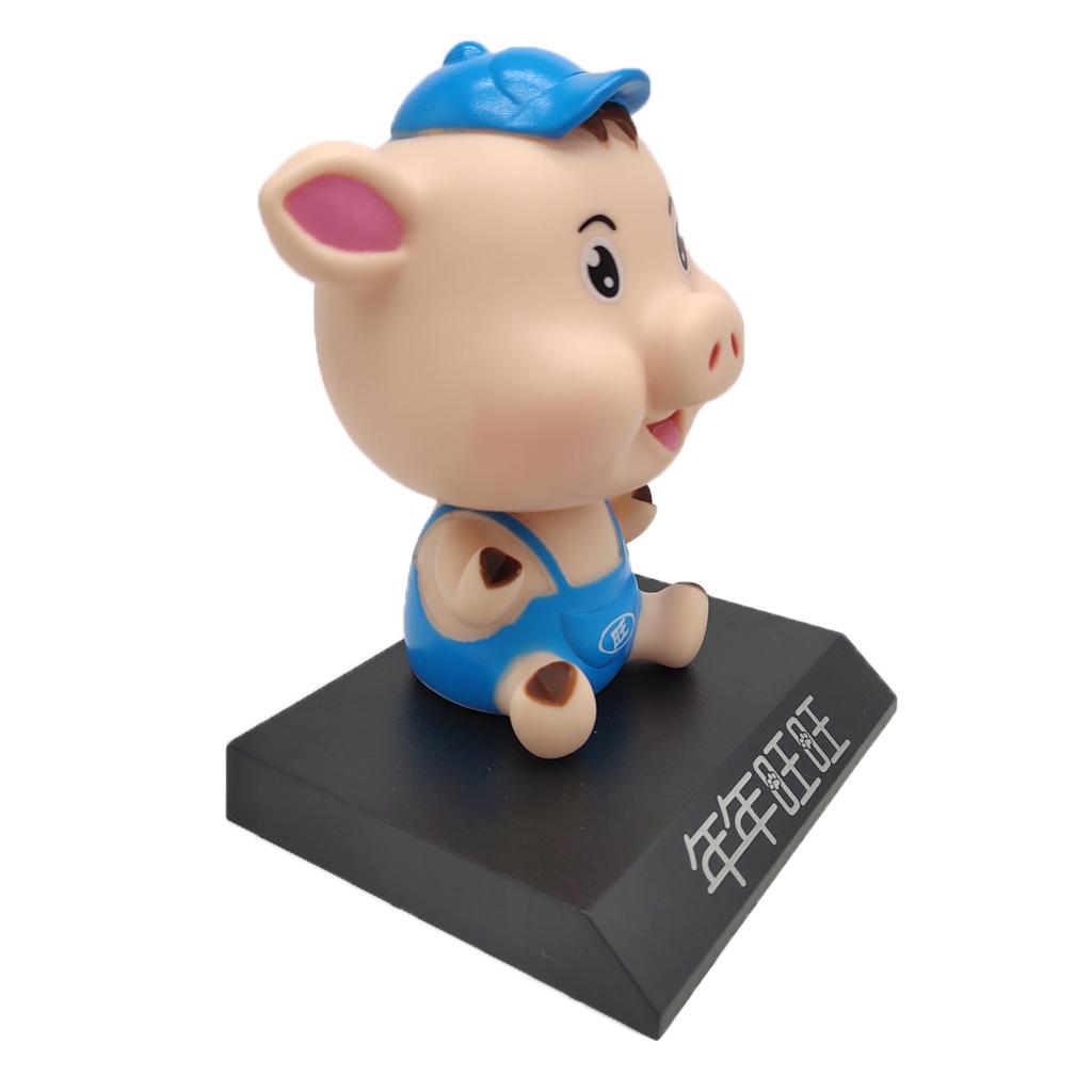 Maxbell Maxbell Nodding Lucky Pig Figure Toy Car Auto Interior Decor Dashboard Ornament Blue