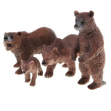 Maxbell Realistic Brown Bear Wildlife Model, Animal Action Figure Toy for Kids Toddlers, Home Decor, Collection, 4 Pieces - Aladdin Shoppers