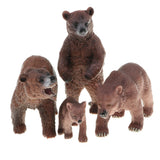 Maxbell Realistic Brown Bear Wildlife Model, Animal Action Figure Toy for Kids Toddlers, Home Decor, Collection, 4 Pieces - Aladdin Shoppers