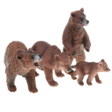 Maxbell Realistic Brown Bear Wildlife Model, Animal Action Figure Toy for Kids Toddlers, Home Decor, Collection, 4 Pieces - Aladdin Shoppers