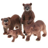 Maxbell Realistic Brown Bear Wildlife Model, Animal Action Figure Toy for Kids Toddlers, Home Decor, Collection, 4 Pieces - Aladdin Shoppers