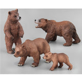 Maxbell Realistic Brown Bear Wildlife Model, Animal Action Figure Toy for Kids Toddlers, Home Decor, Collection, 4 Pieces - Aladdin Shoppers