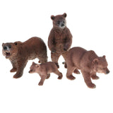 Maxbell Realistic Brown Bear Wildlife Model, Animal Action Figure Toy for Kids Toddlers, Home Decor, Collection, 4 Pieces - Aladdin Shoppers