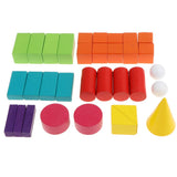 Maxbell Maxbell 32pcs Wooden Geometric Solids 3-D Shapes Geometry Math Manipulatives Toy