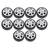 Maxbell Maxbell On Road Wheel Rims & Rubber Tires 30mm Hubs For RC Hobby Car, Pack of 10