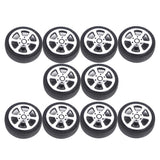 Maxbell Maxbell On Road Wheel Rims & Rubber Tires 30mm Hubs For RC Hobby Car, Pack of 10