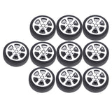 Maxbell Maxbell On Road Wheel Rims & Rubber Tires 30mm Hubs For RC Hobby Car, Pack of 10