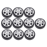 Maxbell Maxbell On Road Wheel Rims & Rubber Tires 30mm Hubs For RC Hobby Car, Pack of 10