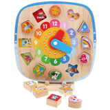 Kids Baby Wooden Digital Clock Cognition Magnet Geometry Blocks Matching Color Shape Cognitive Toddler Early Learning Toy - Aladdin Shoppers