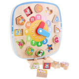 Kids Baby Wooden Digital Clock Cognition Magnet Geometry Blocks Matching Color Shape Cognitive Toddler Early Learning Toy - Aladdin Shoppers