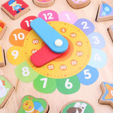 Kids Baby Wooden Digital Clock Cognition Magnet Geometry Blocks Matching Color Shape Cognitive Toddler Early Learning Toy - Aladdin Shoppers