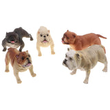 Maxbell Maxbell 5 Pieces Realistic Bulldog Family Pet Model Set, Animal Action Figure Toy for Kids Toddlers, Home Decor, Collections