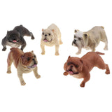 Maxbell Maxbell 5 Pieces Realistic Bulldog Family Pet Model Set, Animal Action Figure Toy for Kids Toddlers, Home Decor, Collections