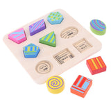 Wooden Geometry Building Blocks Board Puzzle Early Shapes & Color Cognition Learning Educational Stacking Matching Toy Kids Baby Gift #B - Aladdin Shoppers