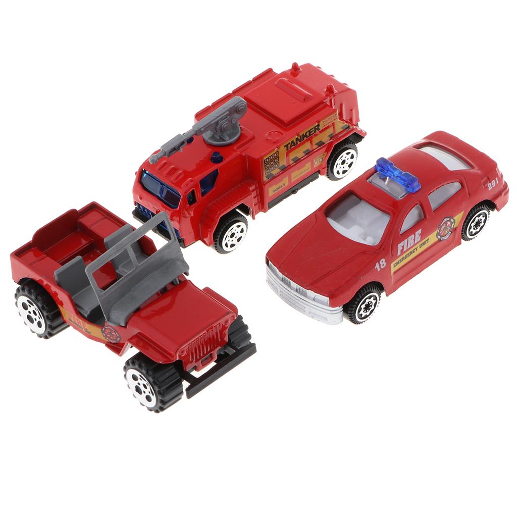 3 Pieces Mini Die-Cast Alloy Fire Engine Cars Model Kids Toy Set Fire Engine