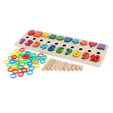 Maxbell Maxbell Wooden Shape Sorter Puzzle Toys - Color Shape Number 3 in 1 Matching Board Stacking Learning Toy for 3 Years Old Up