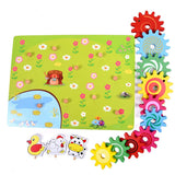 Montessori Wooden Animal 3D Gears Block Set Building Block Toys Kids Gift