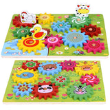 Montessori Wooden Animal 3D Gears Block Set Building Block Toys Kids Gift