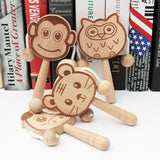 Baby Wooden Toys Musical Hand Bell Rattle Drum Developmental Gifts Pig