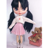 Fashion Pleated Skirt Dress for Blythe 12inch Doll Party Casual Outfit Pink